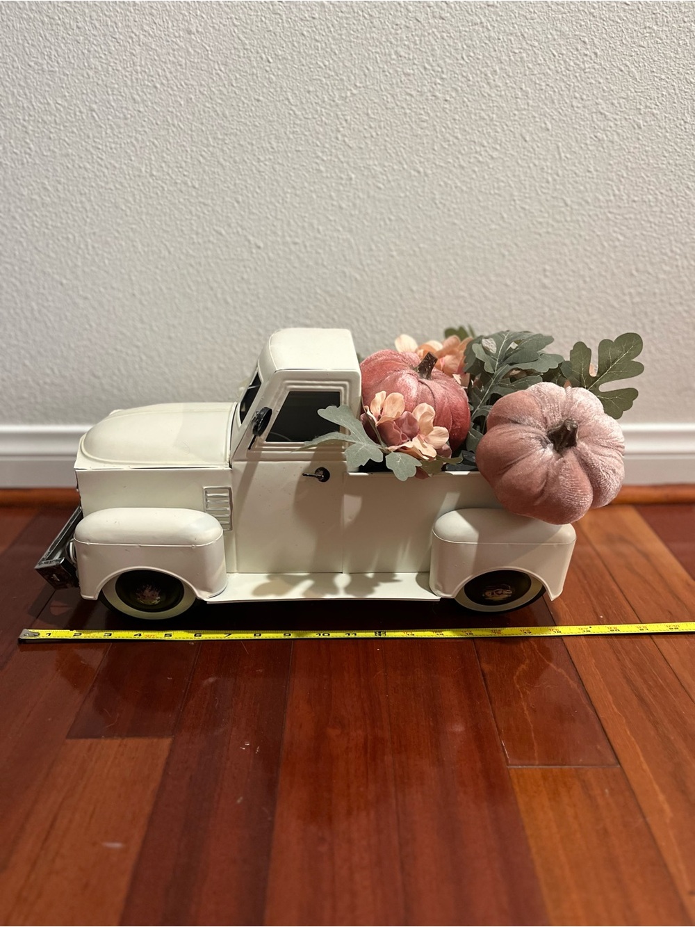 Haymarket Square White Metal Fall Farmhouse Pickup Truck Decor - Velvet Pink